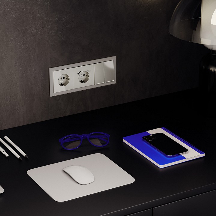 Выключатель проходной двухклавишный с подсветкой без рамки voltum s70 vls020404