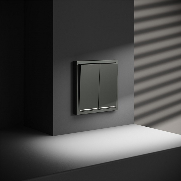 Выключатель проходной двухклавишный с подсветкой без рамки voltum s70 vls020406