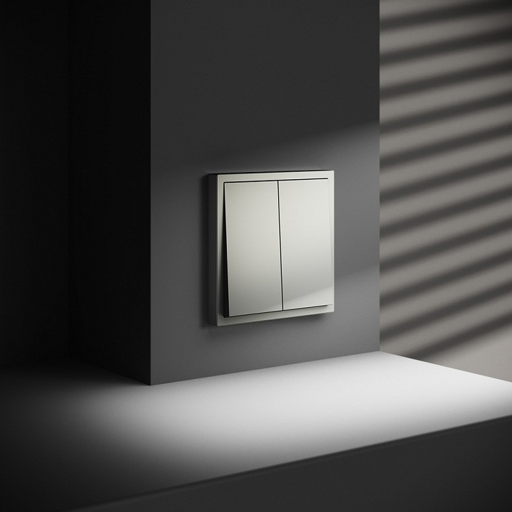 Выключатель двухклавишный без рамки voltum s70 vls020605