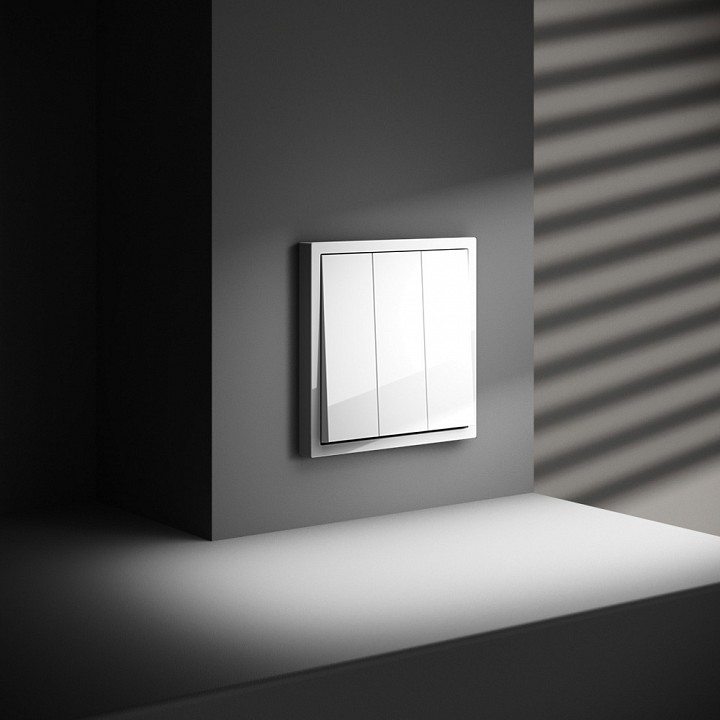 Выключатель трехклавишный без рамки voltum s70 vls030101