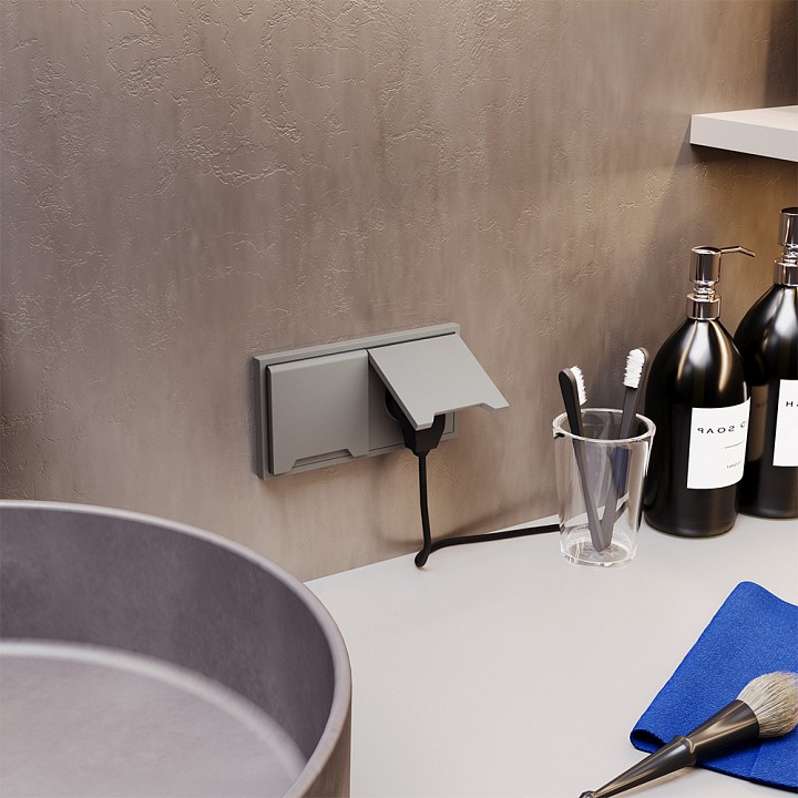 Розетка с заземлением и со шторкой, Без рамки с крышкой voltum s70 vls040303