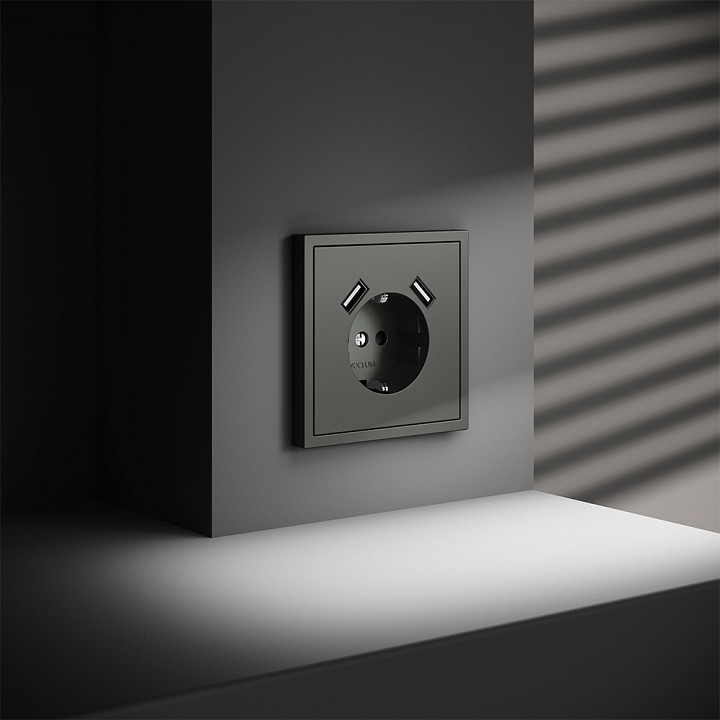 Розетка с заземлением и со шторкой и 2хusb type a, Без рамки voltum s70 vls040406