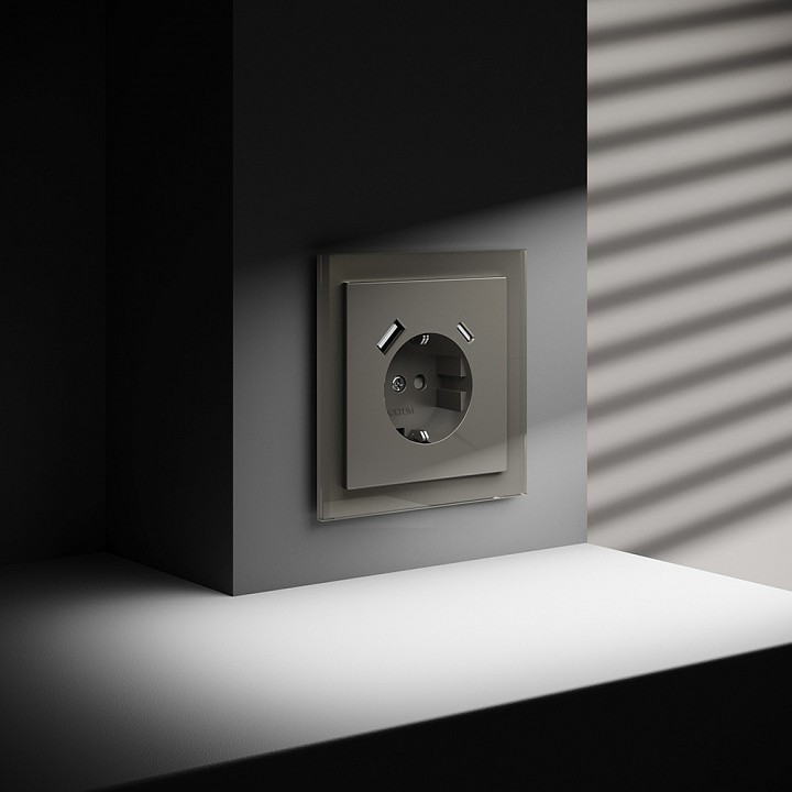 Розетка с заземлением и со шторкой и 2хusb type a и c, Без рамки voltum s70 vls040504