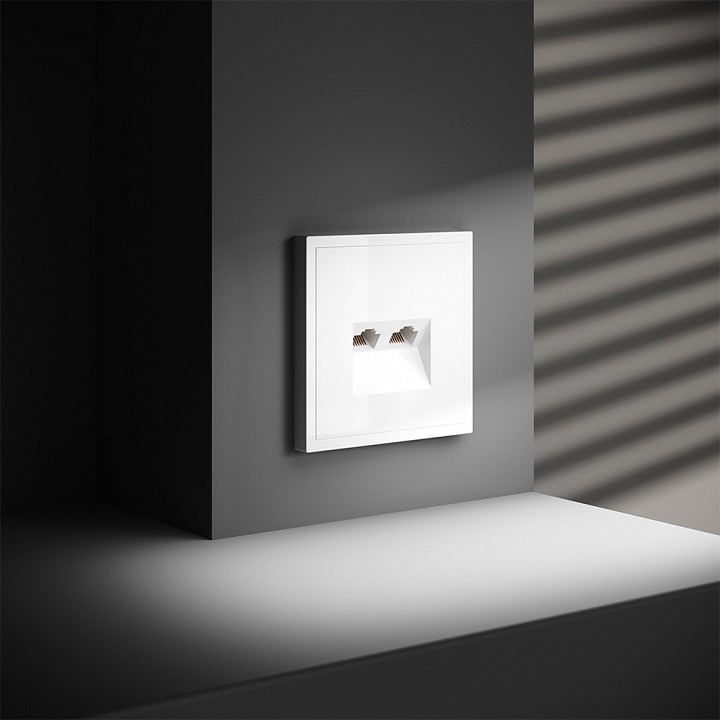 Розетка двойная ethernet rj-45 без рамки voltum s70 vls060201