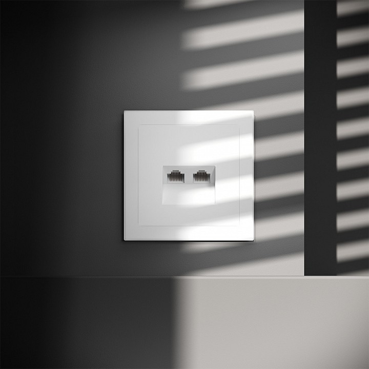 Розетка двойная ethernet rj-45 без рамки voltum s70 vls060202