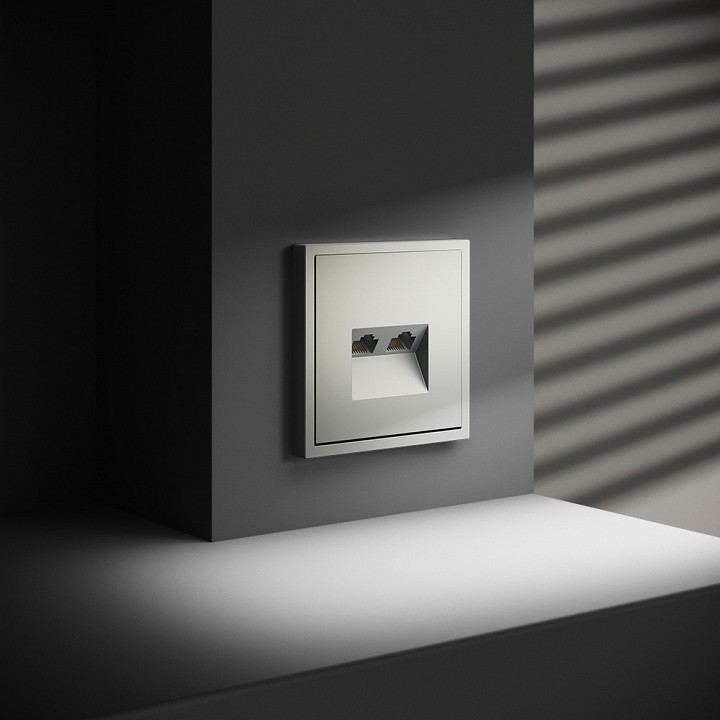 Розетка двойная ethernet rj-45 без рамки voltum s70 vls060205