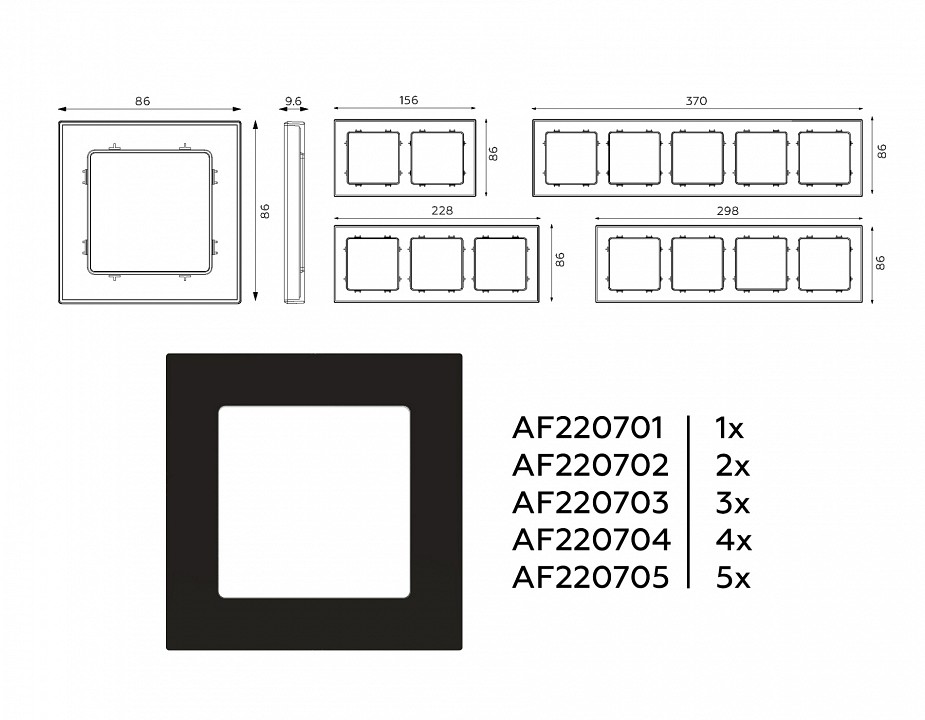 Рамка на 5 постов ambrella volt alfa af220705