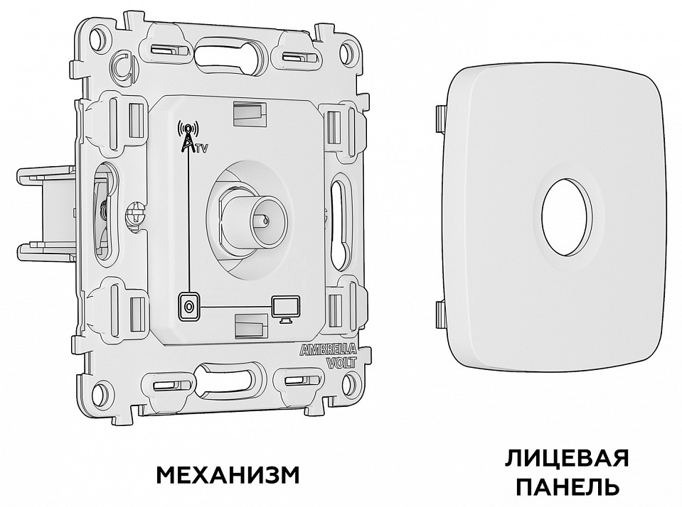 Тв-розетка без рамки ambrella volt omega mo113010