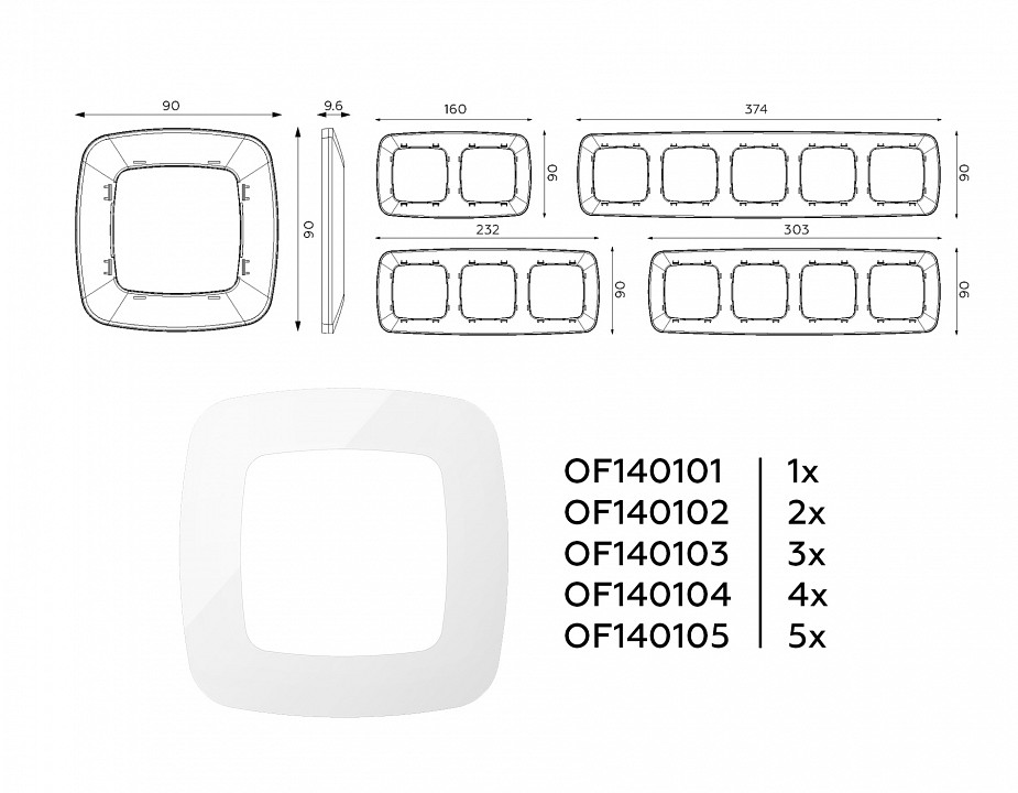 Рамка на 2 поста ambrella volt omega of140102