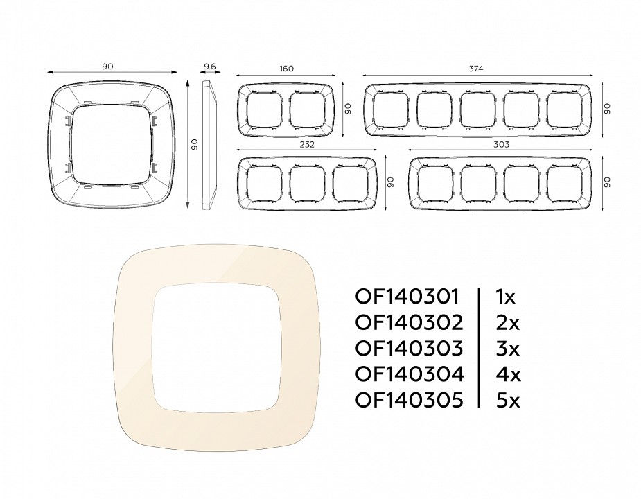 Рамка на 5 постов ambrella volt omega of140305