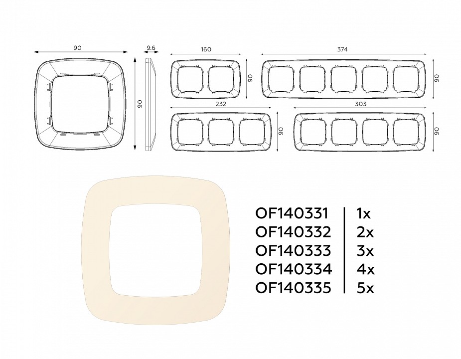 Рамка на 4 поста ambrella volt omega of140334