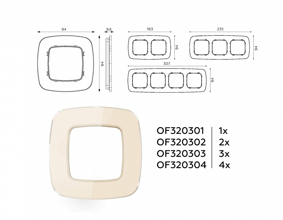 Рамка на 4 поста ambrella volt omega of320304
