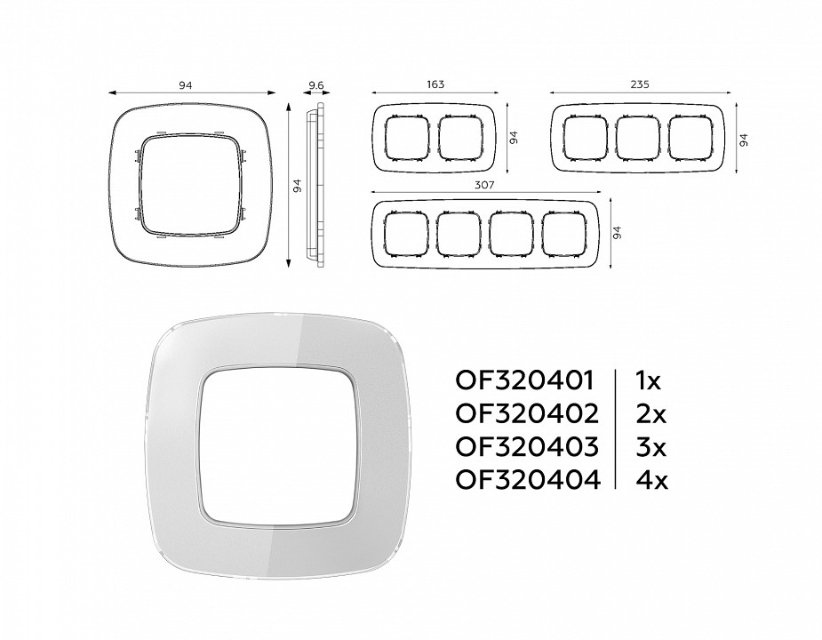 Рамка на 4 поста ambrella volt omega of320404