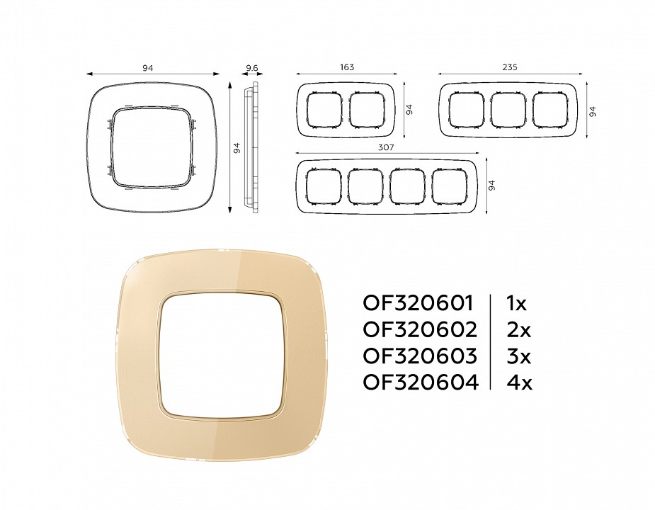 Рамка на 2 поста ambrella volt omega of320602
