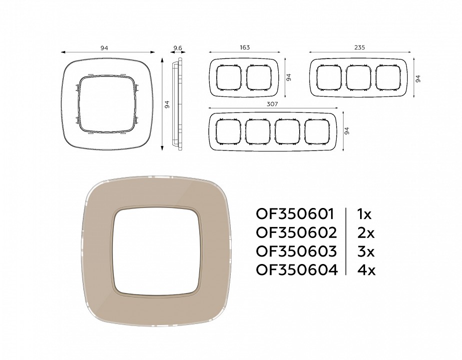 Рамка на 4 поста ambrella volt omega of350604