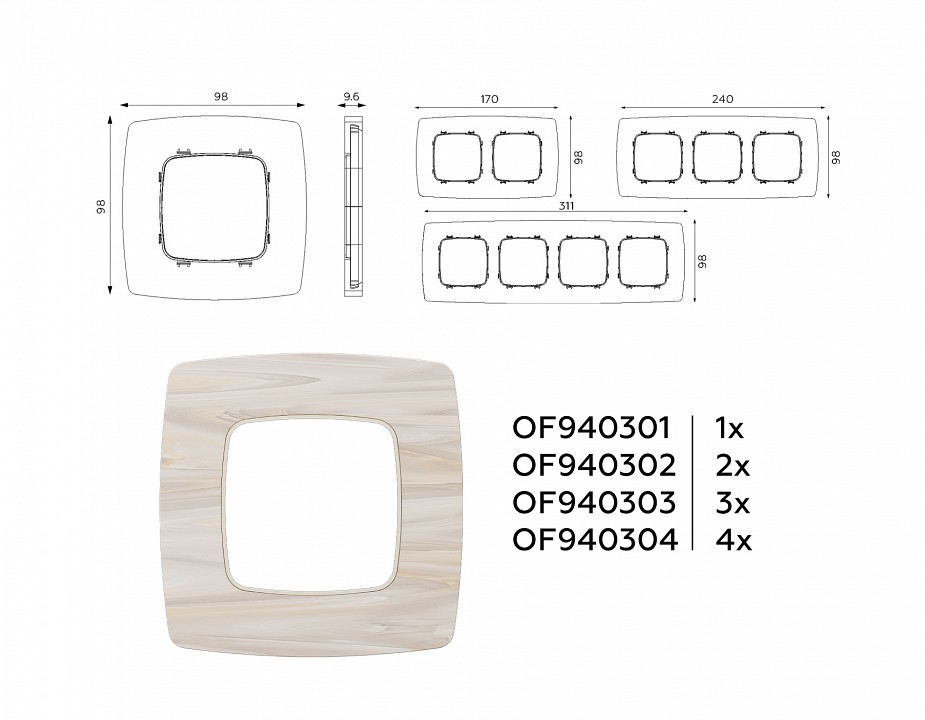 Рамка на 3 поста ambrella volt omega of940303