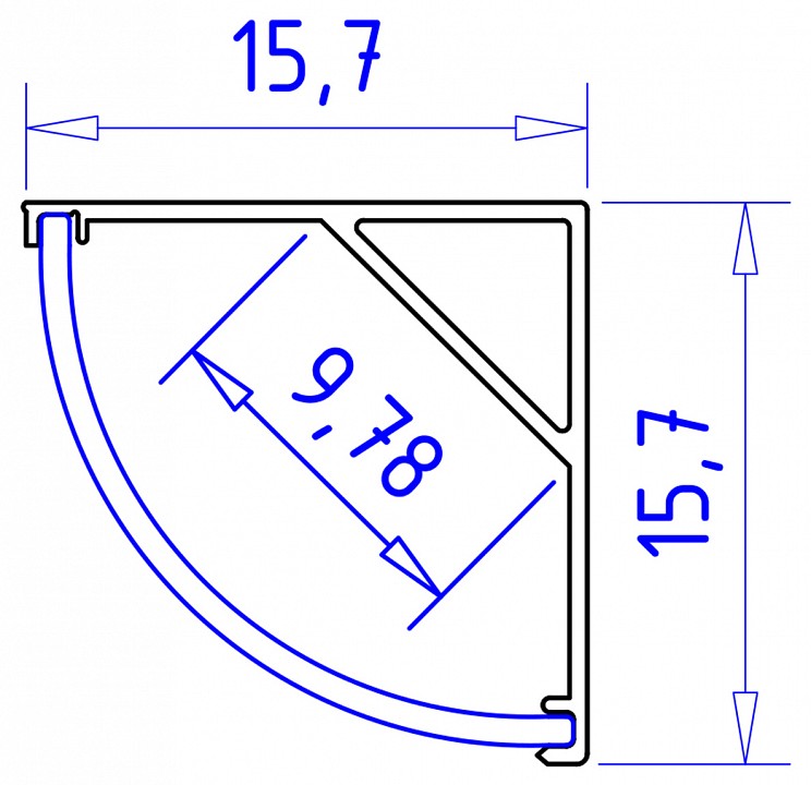 Профиль накладной угловой внутренний ambrella light gp gp2100bk