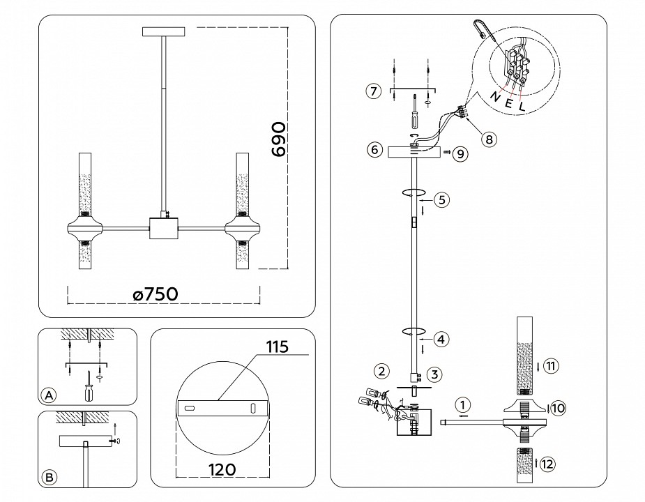 Люстра на штанге ambrella light high light lh55353