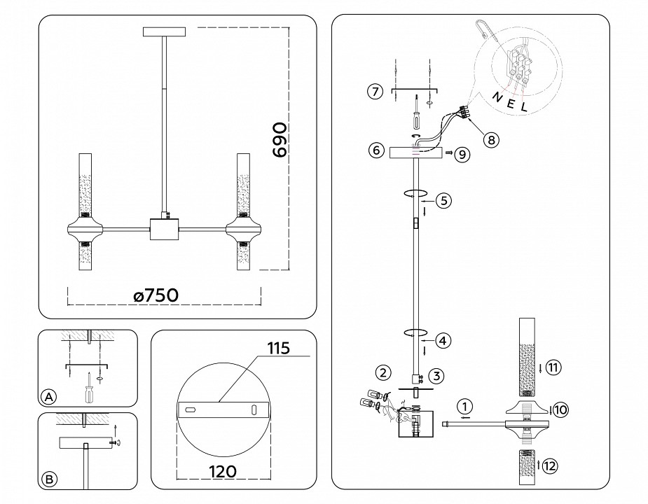 Люстра на штанге ambrella light high light lh55360