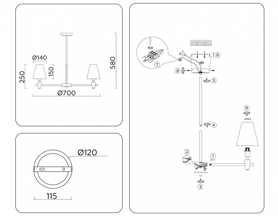 Люстра на штанге ambrella light lh lh75051