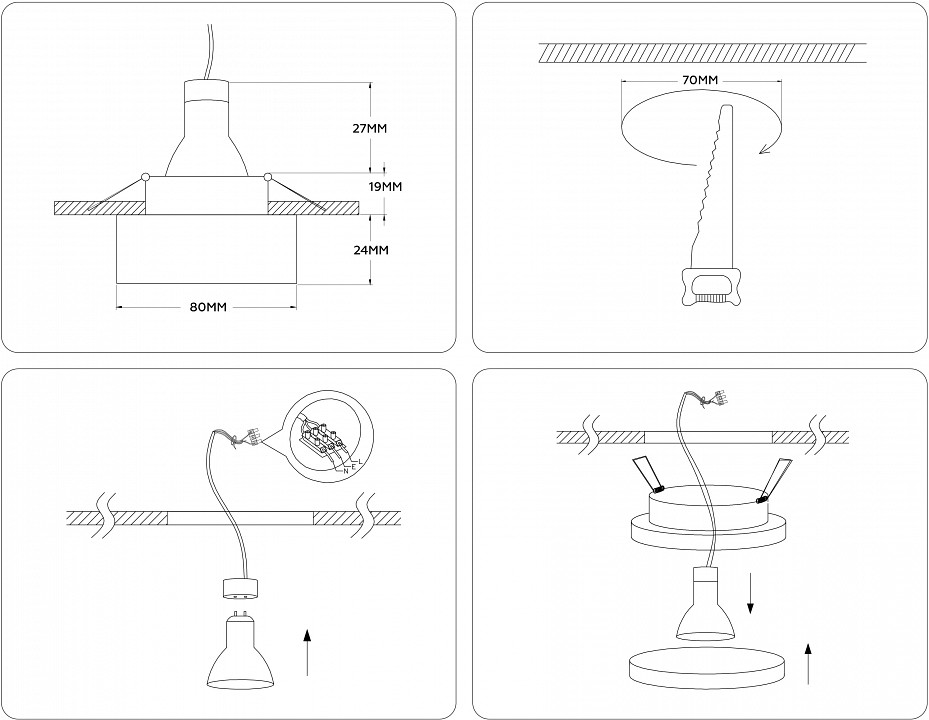 Встраиваемый светильник ambrella light tn tn3306