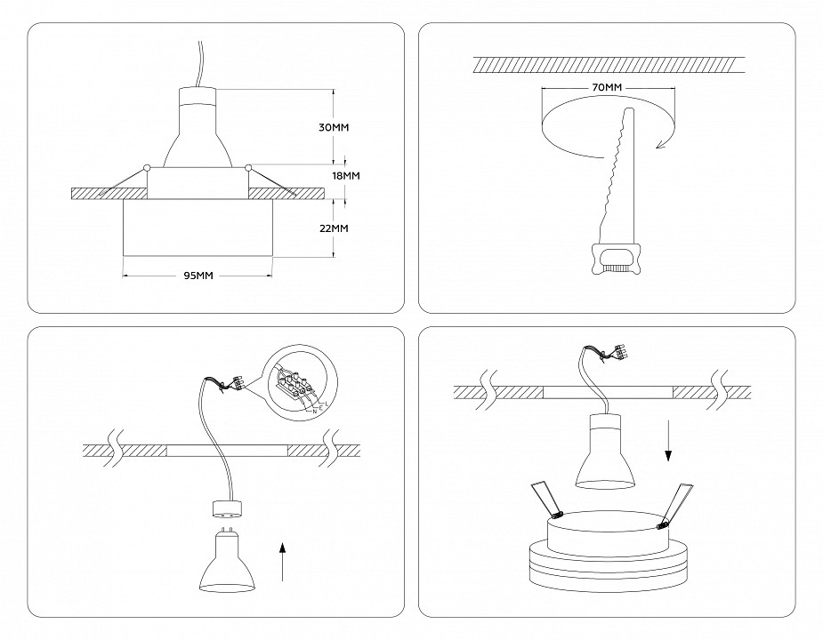 Встраиваемый светильник ambrella light tn tn3321