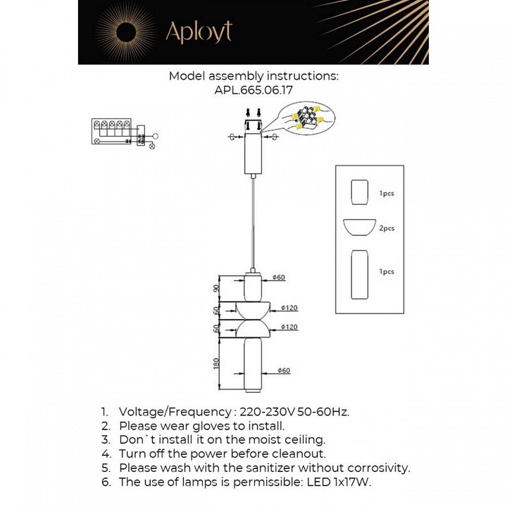 Подвесной светильник aployt elin apl.665.06.17