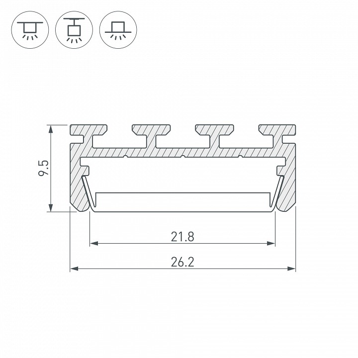Профиль универсальный arlight pls-lock-2000 anod 016397