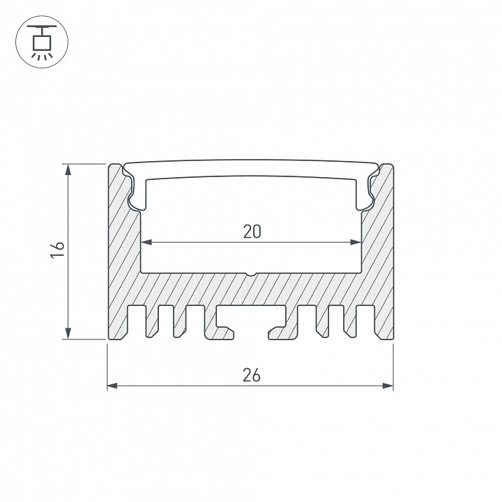 Профиль подвесной arlight arh-line-1726-2000 anod 018674