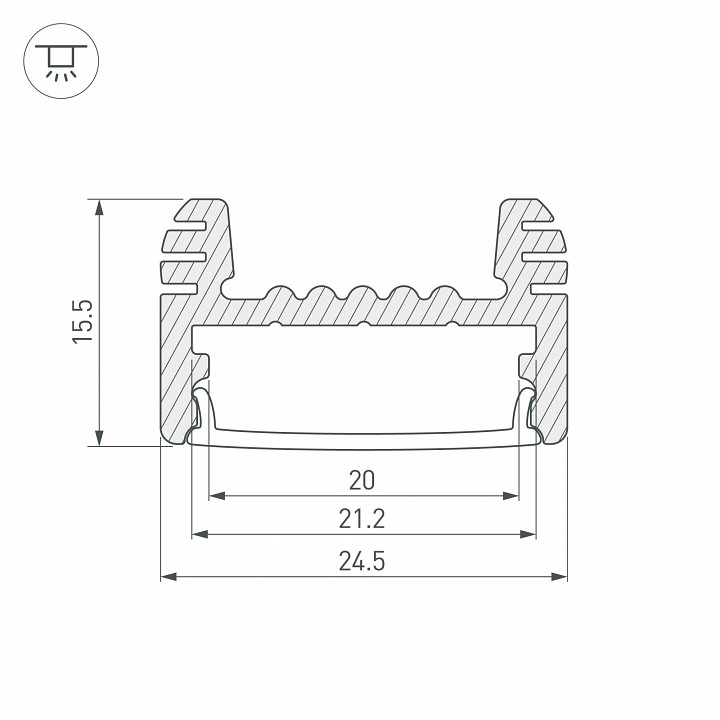 Профиль накладной arlight arh-wide-h16-2000 anod 018816