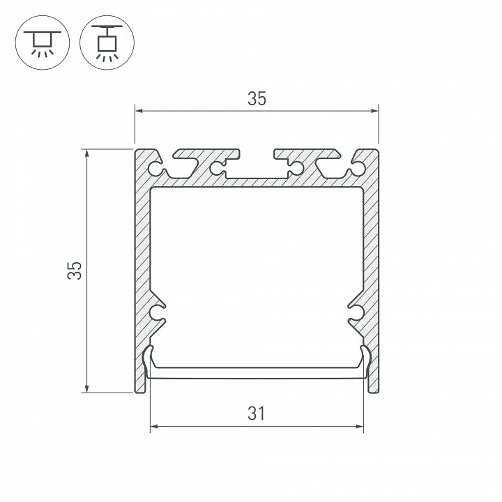 Профиль подвесной arlight sl-line-3535-2000 anod 019306