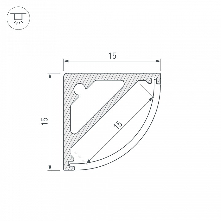 Профиль накладной arlight sl-kant-h15-2000 anod 019327