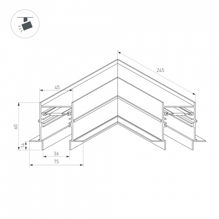 Соединитель угловой l-образный для треков встраиваемых arlight mag-45 034681