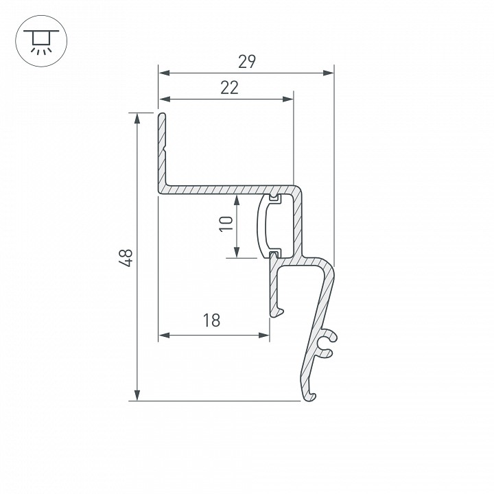 Профиль для контурной подсветки натяжного потолка arlight stretch 39510