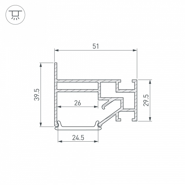 Профиль для контурной подсветки натяжного потолка arlight stretch 40061