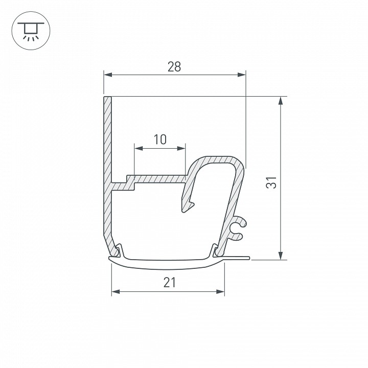 Профиль для контурной подсветки натяжного потолка arlight stretch 040701