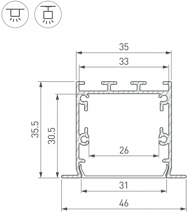 Профиль встраиваемый arlight sl-linia 041871