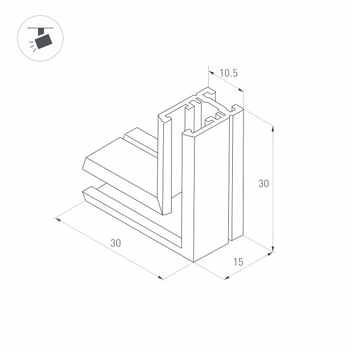 Соединитель угловой l-образный для треков накладных arlight mag-microcosm 044527