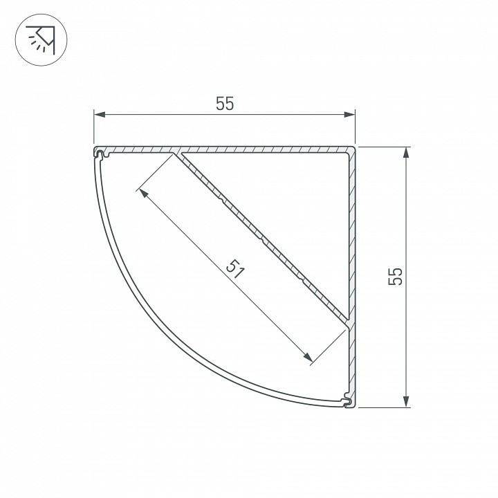 Профиль накладной угловой внутренний arlight sl-kant 044578