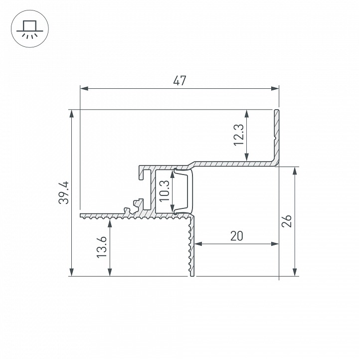 Профиль для контурной подсветки натяжного потолка arlight сeil 052241