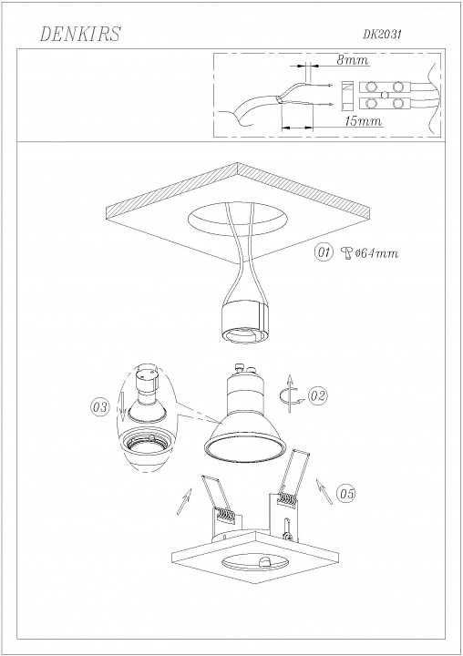 Встраиваемый светильник denkirs dk2031 dk2031-bk