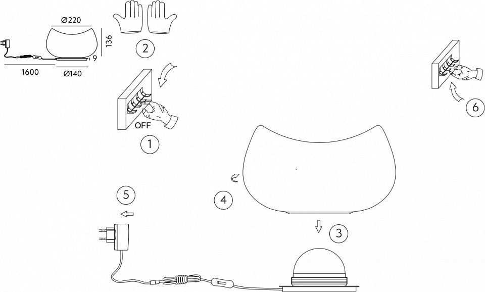 Настольная лампа декоративная denkirs floa dk6747-bk+sm