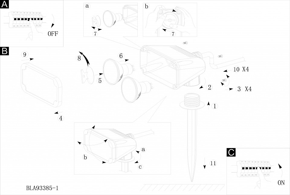 Наземный низкий светильник eglo nema 1 93385