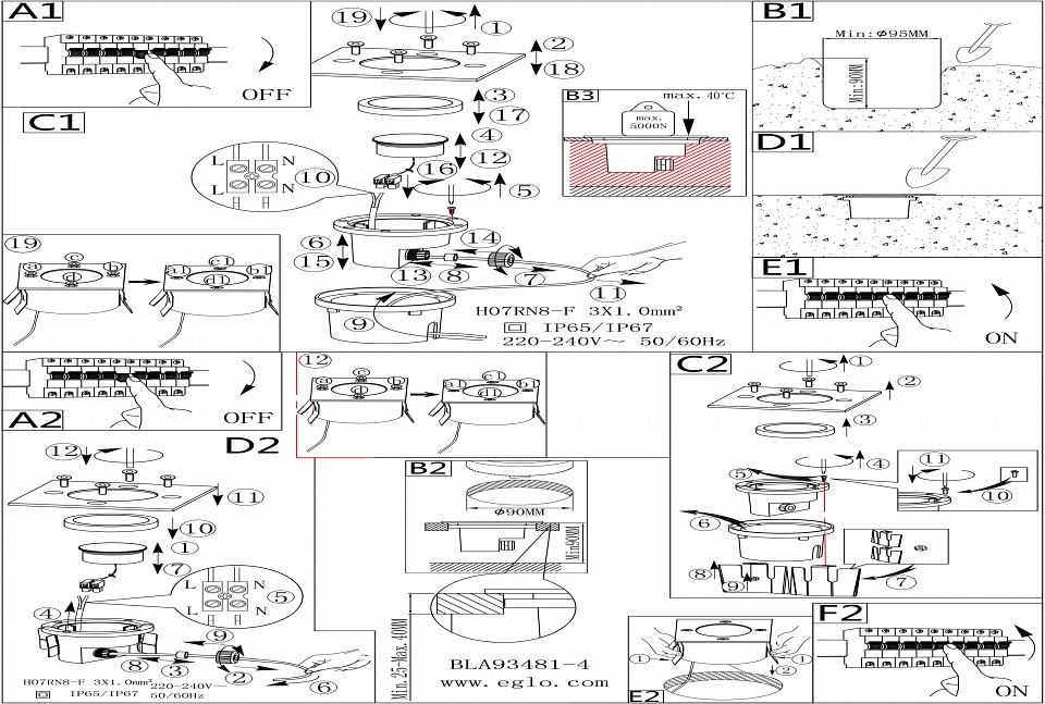 Встраиваемый в дорогу светильник eglo lamedo 93481