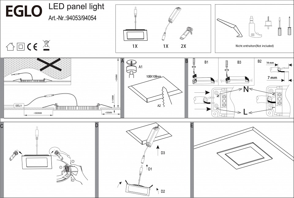 Встраиваемый светильник eglo fueva 1 94054
