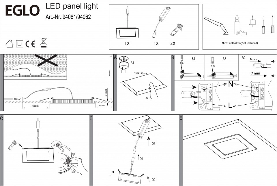 Встраиваемый светильник eglo fueva 1 94061
