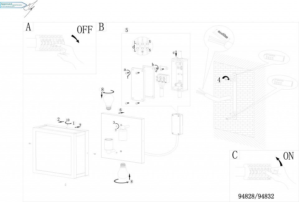 Накладной светильник eglo alamonte 1 94832