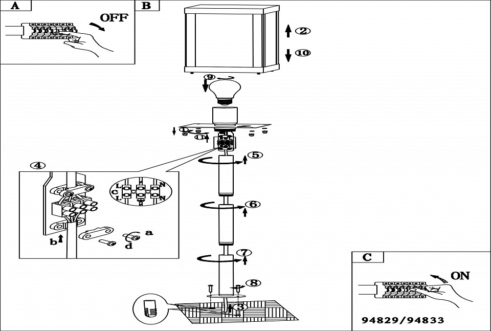 Наземный высокий светильник eglo alamonte 1 94833