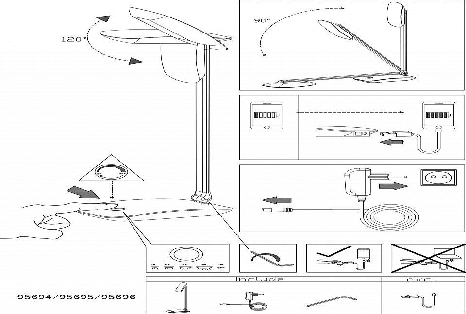 Настольная лампа офисная eglo cajero 95695
