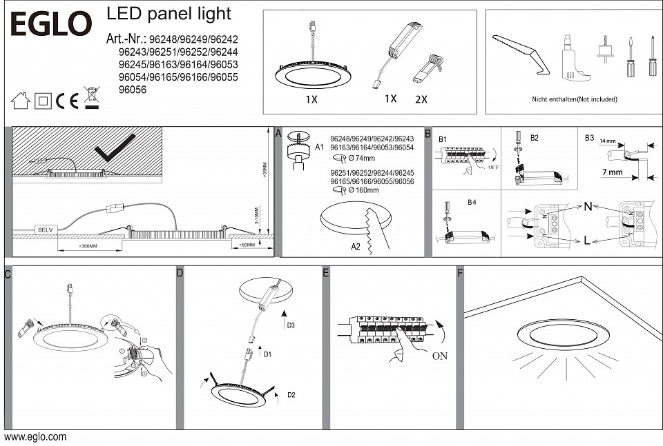 Встраиваемый светильник eglo fueva 1 96055